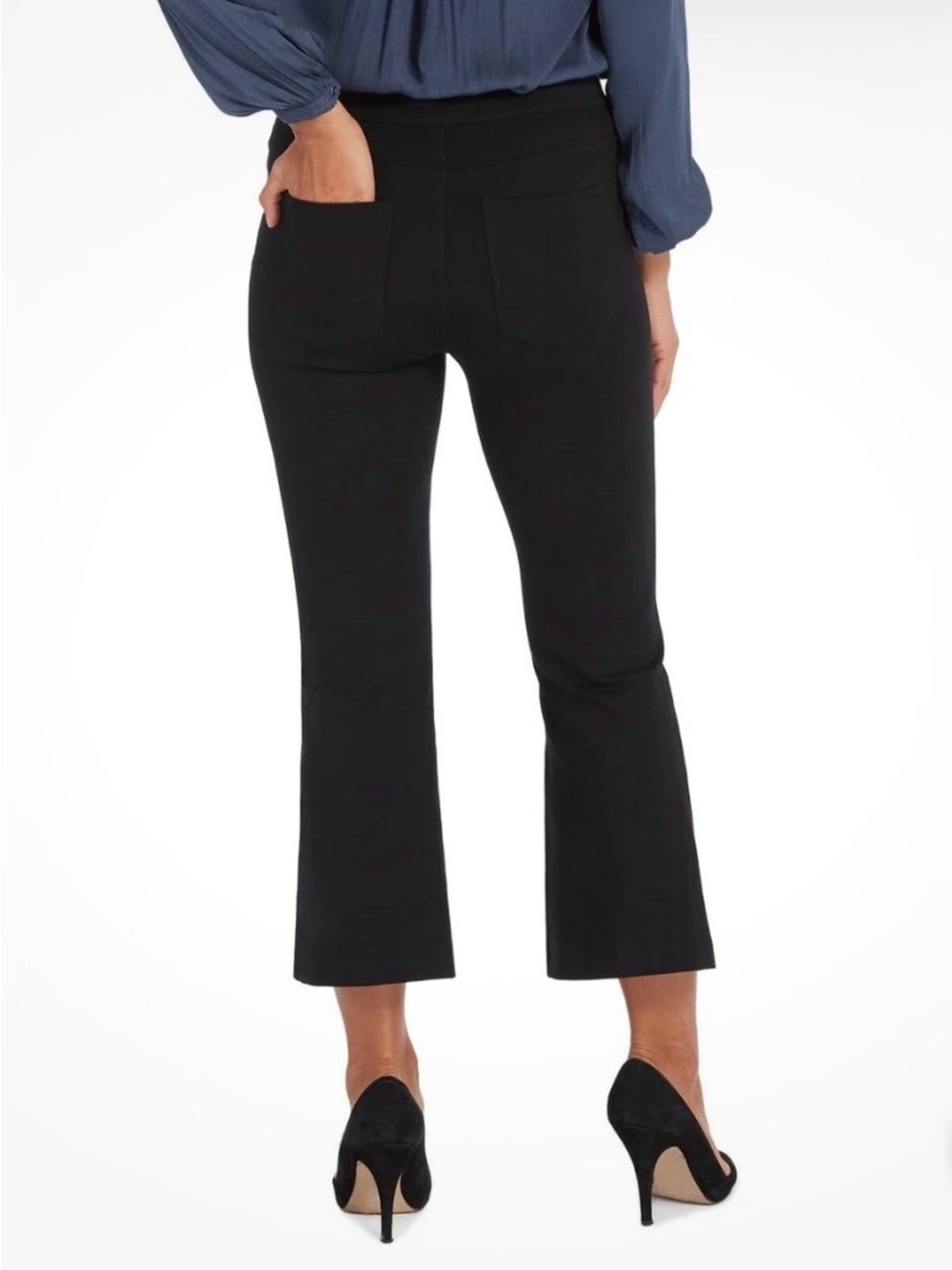 Spanx The Perfect Black Pants Cropped Flare Women’s Large w/ 24” petite Inseam L